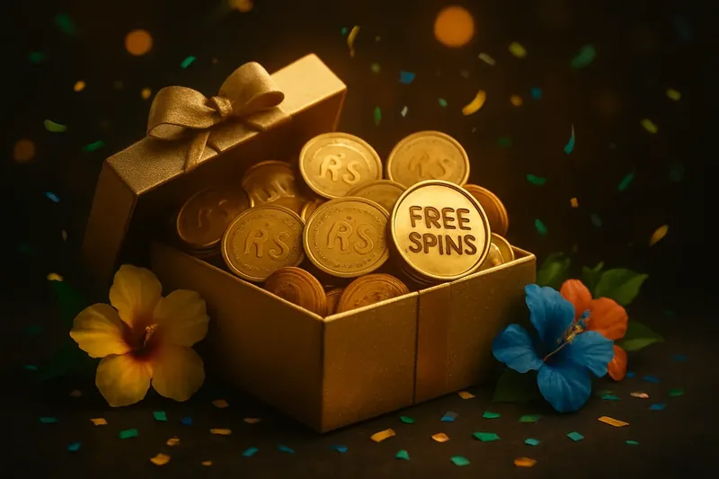 Caixa presente dourada com moedas de real, fichas e confete carnavalesco